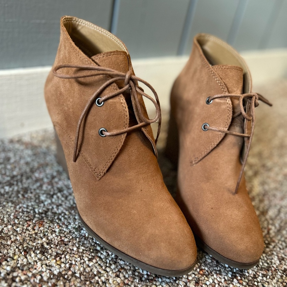 Lucky Brand Shiijo Padded Insole Wedge Boots Lace Up 11M